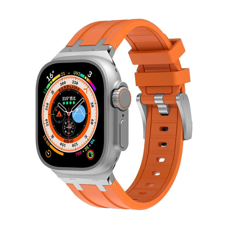 AP Silicone Watch Band For Apple Watch SE 44mm(Silver Orange) - Watch Bands by PMC TechLife | Online Shopping South Africa | PMC TechLife