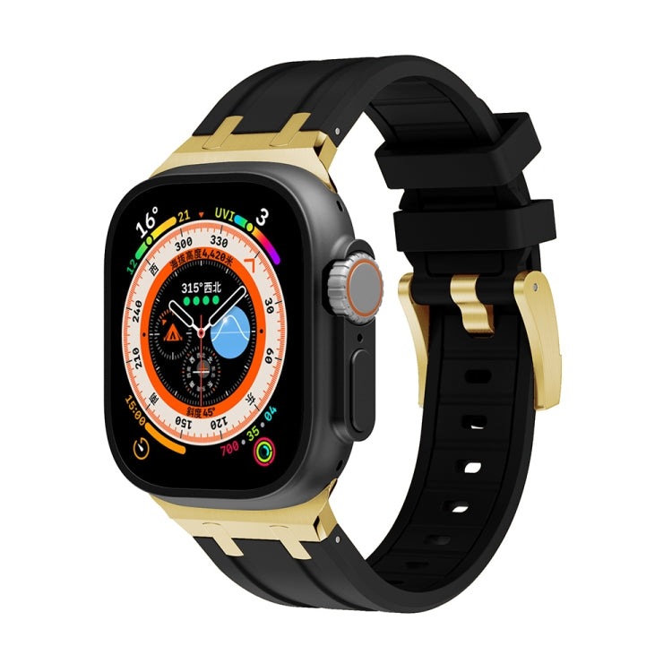 AP Silicone Watch Band For Apple Watch 5 44mm(Gold Black) - Watch Bands by PMC TechLife | Online Shopping South Africa | PMC TechLife