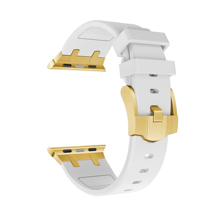 AP Silicone Watch Band For Apple Watch 4 44mm(Gold White) - Watch Bands by PMC TechLife | Online Shopping South Africa | PMC TechLife