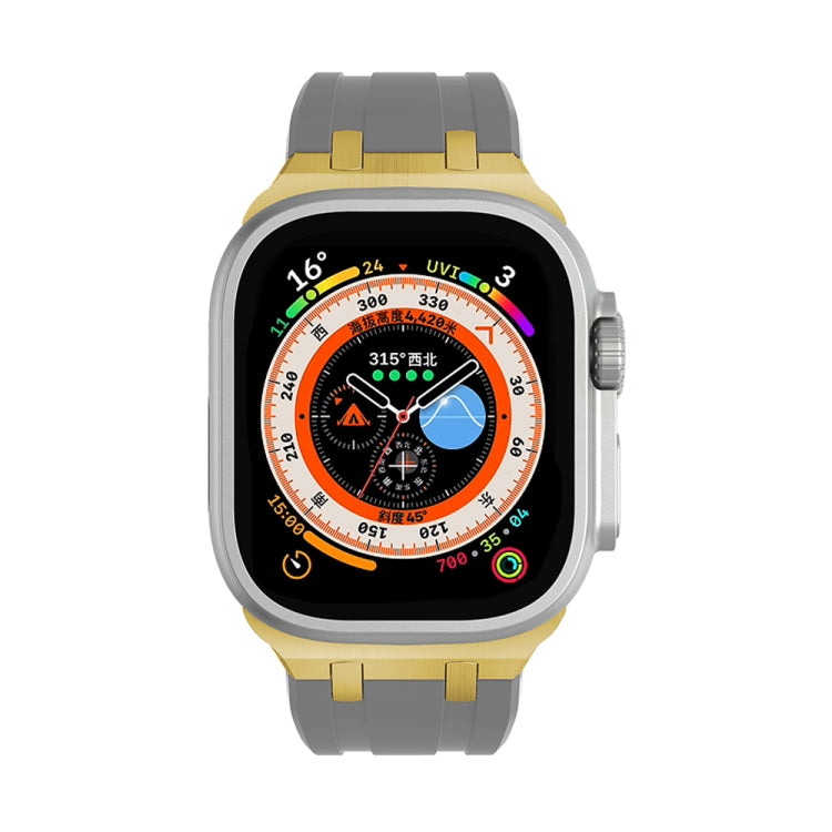 AP Silicone Watch Band For Apple Watch 3 42mm(Gold Grey) - Watch Bands by PMC TechLife | Online Shopping South Africa | PMC TechLife