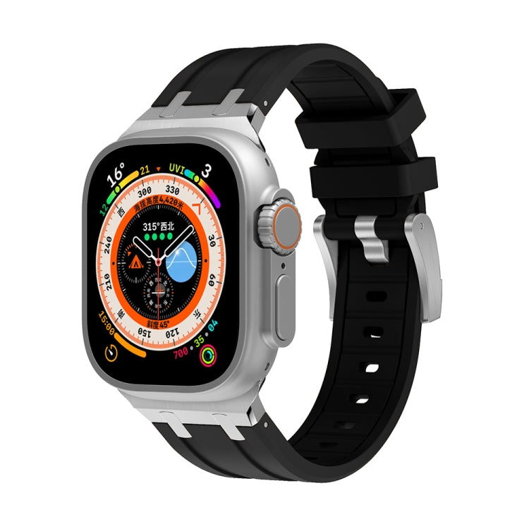 AP Silicone Watch Band For Apple Watch 2 38mm(Silver Black) - Watch Bands by PMC TechLife | Online Shopping South Africa | PMC TechLife