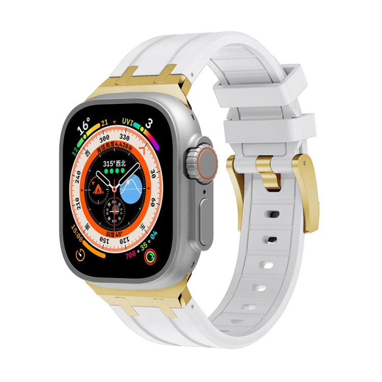 AP Silicone Watch Band For Apple Watch 38mm(Gold White) - Watch Bands by PMC TechLife | Online Shopping South Africa | PMC TechLife