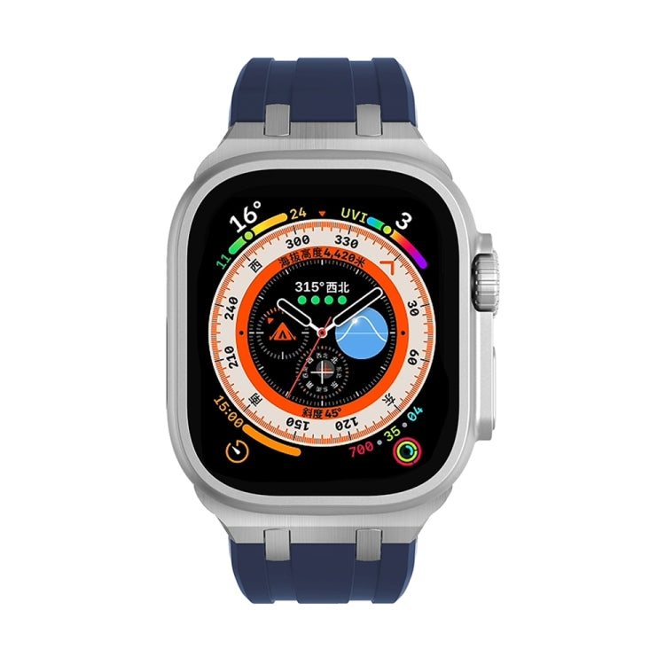 AP Silicone Watch Band For Apple Watch 9 41mm(Black Blue) - Watch Bands by PMC TechLife | Online Shopping South Africa | PMC TechLife