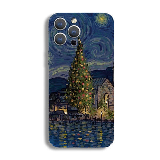 For iPhone 14 Pro Precise Hole Oil Painting Pattern PC Phone Case(Castle) - iPhone 14 Pro Cases by PMC Jewellery | Online Shopping South Africa | PMC Jewellery