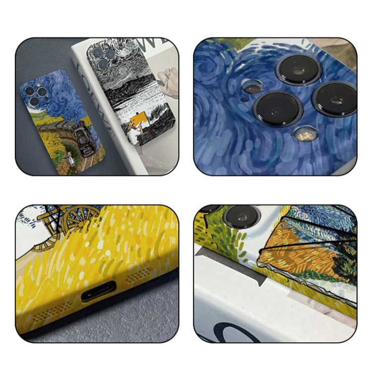 For iPhone 14 Pro Precise Hole Oil Painting Pattern PC Phone Case(Train) - iPhone 14 Pro Cases by PMC Jewellery | Online Shopping South Africa | PMC Jewellery