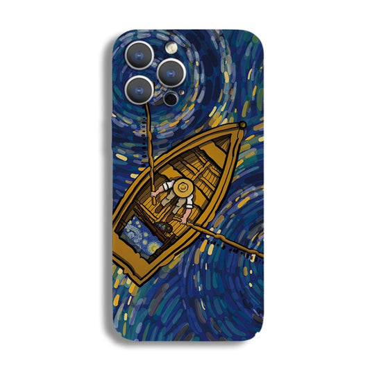 For iPhone 14 Pro Max Precise Hole Oil Painting Pattern PC Phone Case(Boating) - iPhone 14 Pro Max Cases by PMC Jewellery | Online Shopping South Africa | PMC Jewellery