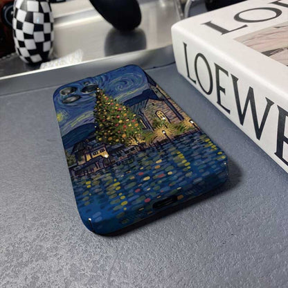 For iPhone 12 Precise Hole Oil Painting Pattern PC Phone Case(Castle) - iPhone 12 / 12 Pro Cases by PMC Jewellery | Online Shopping South Africa | PMC Jewellery