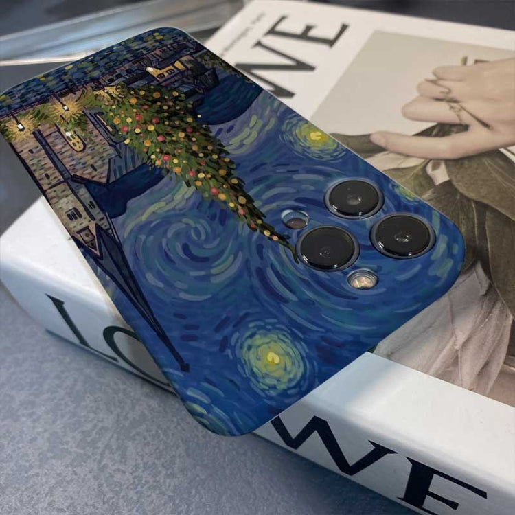 For iPhone 12 Precise Hole Oil Painting Pattern PC Phone Case(Boating) - iPhone 12 / 12 Pro Cases by PMC TechLife | Online Shopping South Africa | PMC TechLife