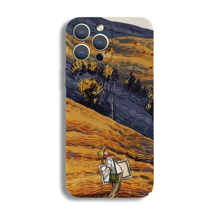 For iPhone 12 Pro Precise Hole Oil Painting Pattern PC Phone Case(Evening Breeze) - iPhone 12 / 12 Pro Cases by PMC TechLife | Online Shopping South Africa | PMC TechLife