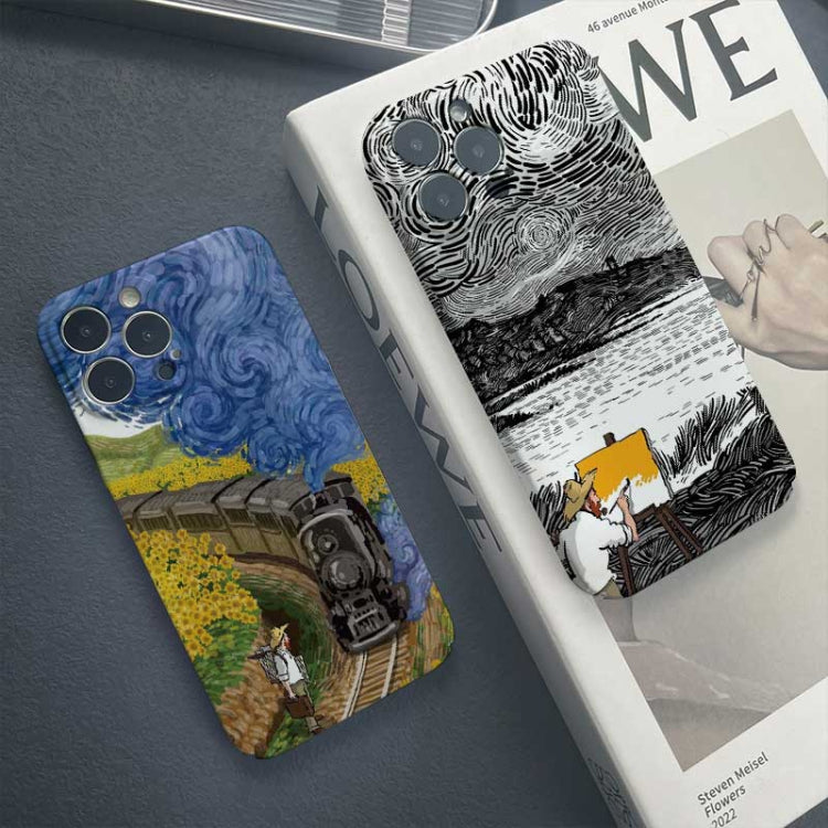 For iPhone 11 Precise Hole Oil Painting Pattern PC Phone Case(Train) - iPhone 11 Cases by PMC TechLife | Online Shopping South Africa | PMC TechLife
