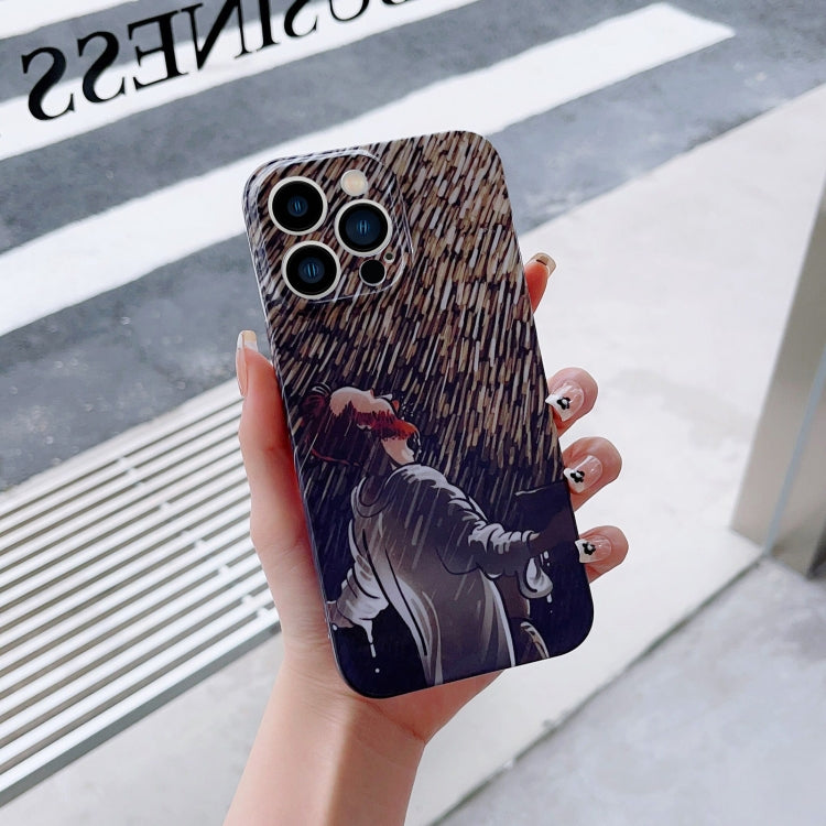 For iPhone 11 Precise Hole Oil Painting Pattern PC Phone Case(Rain) - iPhone 11 Cases by PMC TechLife | Online Shopping South Africa | PMC TechLife