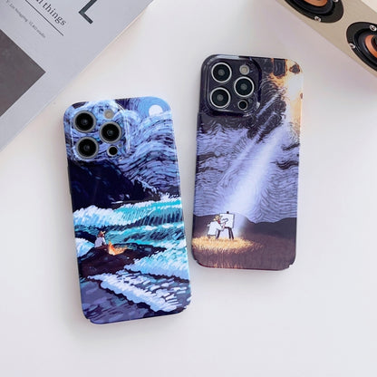 For iPhone X / XS Precise Hole Oil Painting Pattern PC Phone Case(Rain) - More iPhone Cases by PMC Jewellery | Online Shopping South Africa | PMC Jewellery