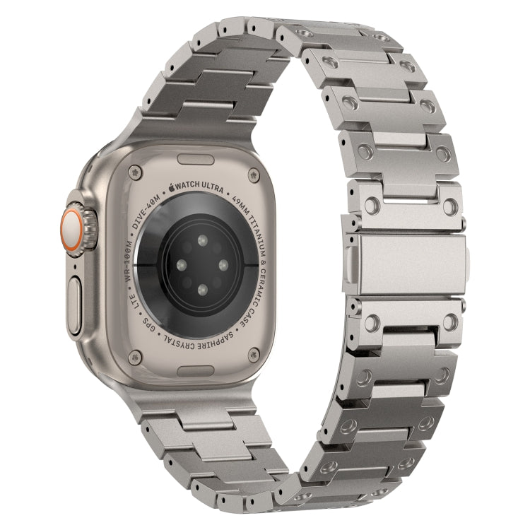 Double Rows Metal Watch Band For Apple Watch 8 45mm(Titanium) - Watch Bands by PMC TechLife | Online Shopping South Africa | PMC TechLife