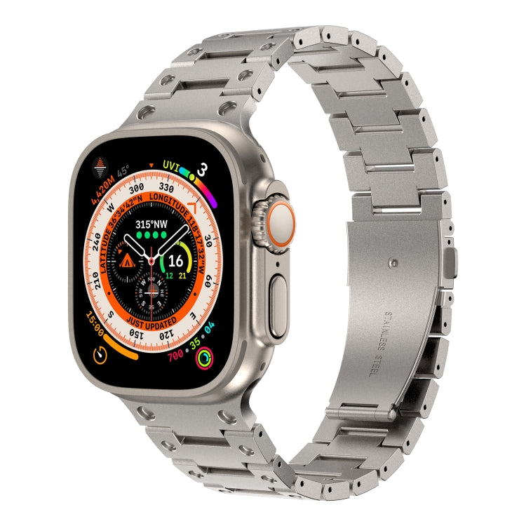 Double Rows Metal Watch Band For Apple Watch SE 2022 44mm(Titanium) - Watch Bands by PMC TechLife | Online Shopping South Africa | PMC TechLife