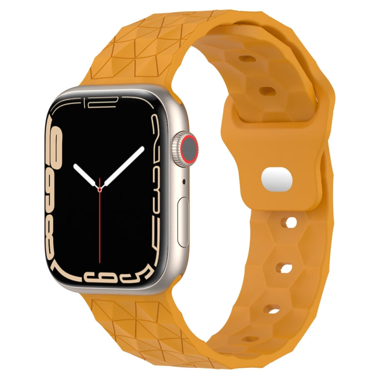 Football Texture Silicone Watch Band For Apple Watch 7 45mm(Yellow) - Watch Bands by PMC Jewellery | Online Shopping South Africa | PMC Jewellery