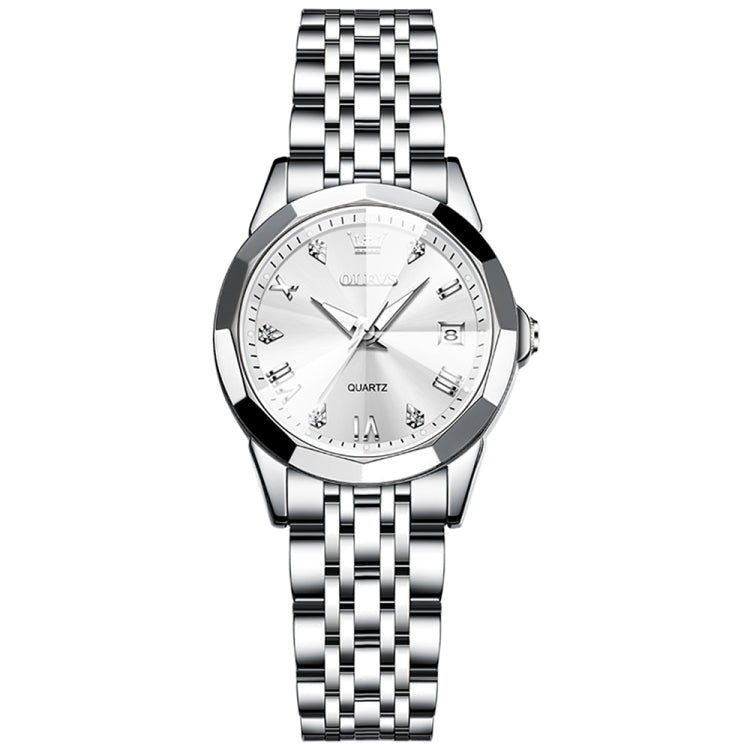 OLEVS 9931 Women Butterfly Buckle Luminous Waterproof Quartz Watch(White + Silver) - Metal Strap Watches by OLEVS | Online Shopping South Africa | PMC Jewellery | Buy Now Pay Later Mobicred