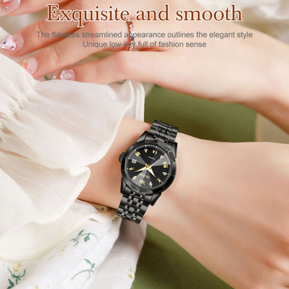 OLEVS 9931 Women Butterfly Buckle Luminous Waterproof Quartz Watch(Black) - Metal Strap Watches by OLEVS | Online Shopping South Africa | PMC Jewellery