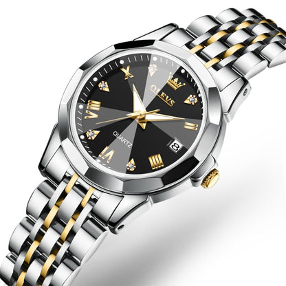 OLEVS 9931 Women Butterfly Buckle Luminous Waterproof Quartz Watch(Black + Gold) - Metal Strap Watches by OLEVS | Online Shopping South Africa | PMC Jewellery