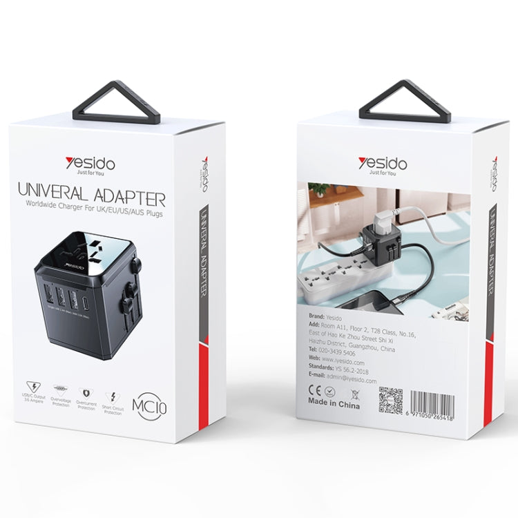 Yesido MC-10 3 USB + Type-C Ports Multi-function Universal Travel Adapter Plug(Black) - Extension Socket by Yesido | Online Shopping South Africa | PMC TechLife | Buy Now Pay Later Mobicred