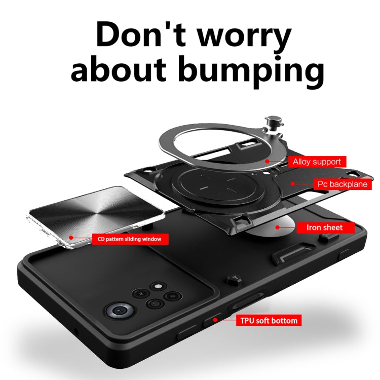 For Xiaomi Poco X4 Pro 5G CD Texture Sliding Camshield Magnetic Holder Phone Case(Blue) - free shipping - PMC TechLife - Order now!