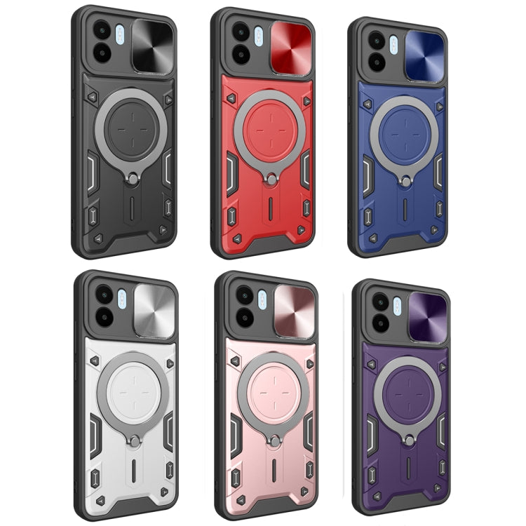 For Xiaomi Redmi A1 4G CD Texture Sliding Camshield Magnetic Holder Phone Case(Purple) - Xiaomi Cases by PMC Jewellery | Online Shopping South Africa | PMC Jewellery