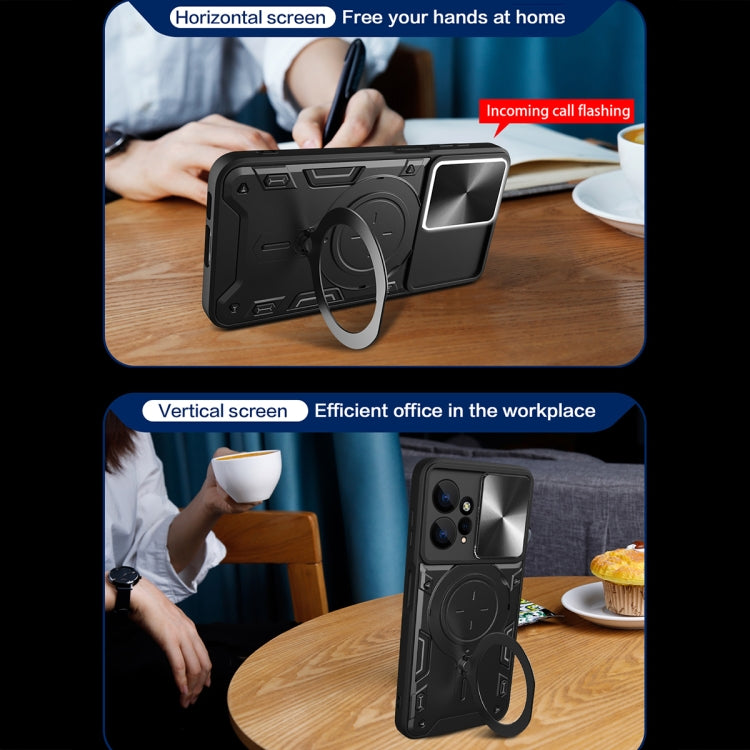 For Xiaomi Redmi Note 12 4G CD Texture Sliding Camshield Magnetic Holder Phone Case(Red) - free shipping - PMC TechLife - Order now!