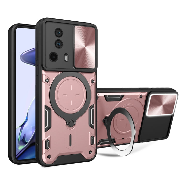 For Xiaomi 13 Lite / Civi 2 5G CD Texture Sliding Camshield Magnetic Holder Phone Case(Pink) - 13 Lite Cases by PMC Jewellery | Online Shopping South Africa | PMC Jewellery