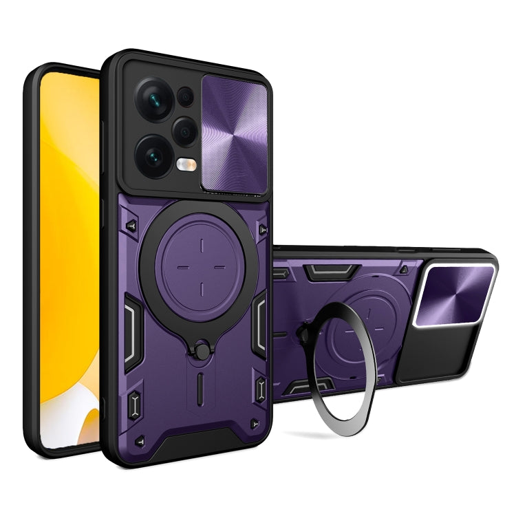 For Xiaomi Redmi Note 12 Pro 5G CD Texture Sliding Camshield Magnetic Holder Phone Case(Purple) - Note 12 Pro Cases by PMC Jewellery | Online Shopping South Africa | PMC Jewellery