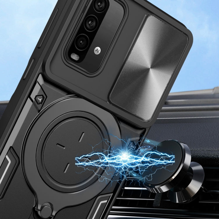 For Xiaomi Redmi Note 9 4G / Poco M3 CD Texture Sliding Camshield Magnetic Holder Phone Case(Silver) - free shipping - PMC TechLife - Order now!
