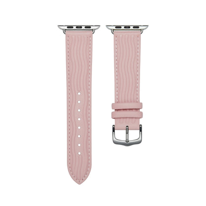 Embossed Line Genuine Leather Watch Band For Apple Watch 5 40mm(Pink) - Watch Bands by PMC Jewellery | Online Shopping South Africa | PMC Jewellery