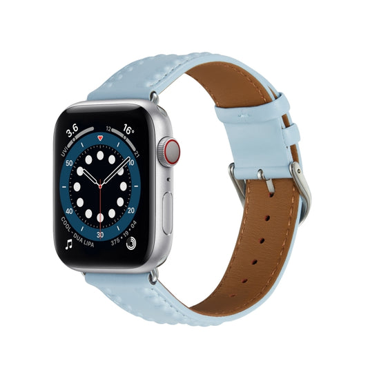 Embossed Love Genuine Leather Watch Band For Apple Watch Ultra 49mm(Blue) - Watch Bands by PMC Jewellery | Online Shopping South Africa | PMC Jewellery