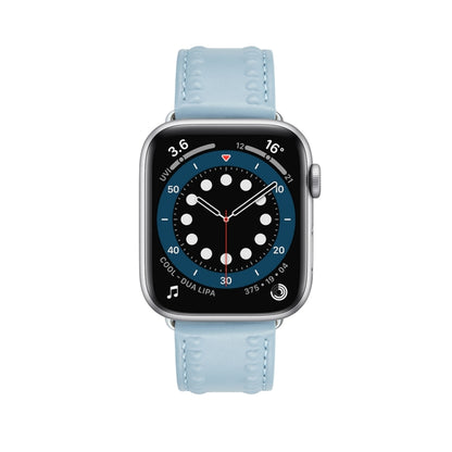 Embossed Love Genuine Leather Watch Band For Apple Watch Ultra 49mm(Blue) - Watch Bands by PMC Jewellery | Online Shopping South Africa | PMC Jewellery