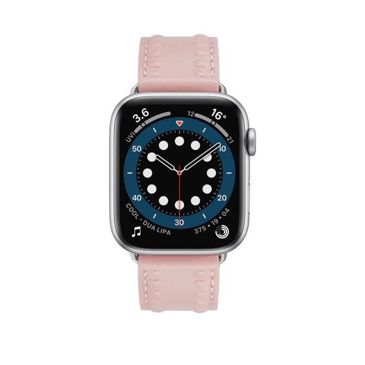 Embossed Love Genuine Leather Watch Band For Apple Watch 6 40mm(Pink) - Watch Bands by PMC Jewellery | Online Shopping South Africa | PMC Jewellery