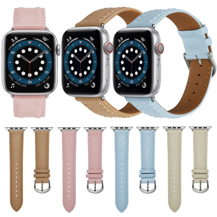 Embossed Love Genuine Leather Watch Band For Apple Watch Ultra 49mm(Pink) - Watch Bands by PMC Jewellery | Online Shopping South Africa | PMC Jewellery