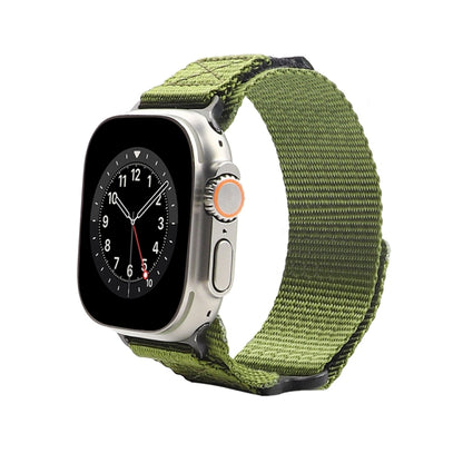 Nylon Two Section Watch Band For Apple Watch SE 2022 44mm(Dark Green) - Watch Bands by PMC Jewellery | Online Shopping South Africa | PMC Jewellery