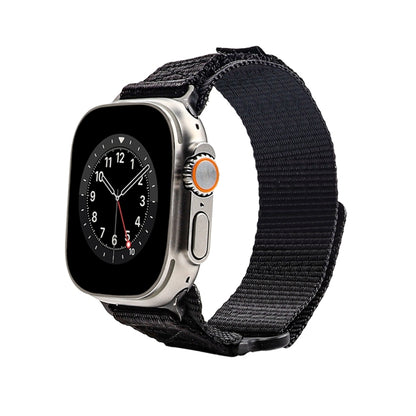 Nylon Two Section Watch Band For Apple Watch 7 45mm(Black) - Watch Bands by PMC Jewellery | Online Shopping South Africa | PMC Jewellery