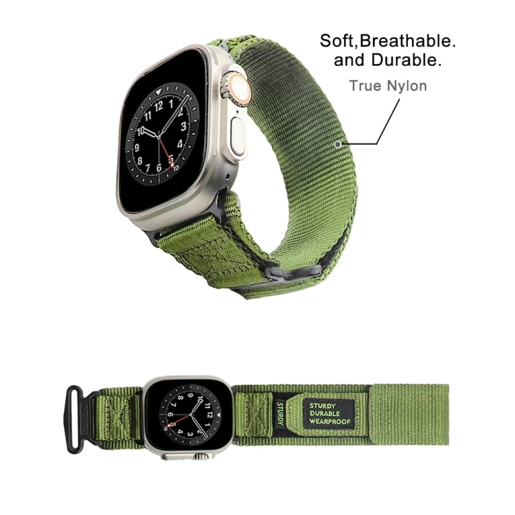 Nylon Two Section Watch Band For Apple Watch 9 41mm(Dark Green) - Watch Bands by PMC TechLife | Online Shopping South Africa | PMC TechLife