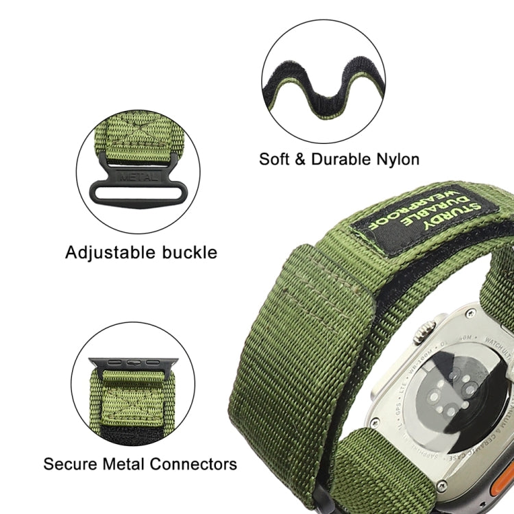 Nylon Two Section Watch Band For Apple Watch 9 41mm(Dark Green) - Watch Bands by PMC TechLife | Online Shopping South Africa | PMC TechLife