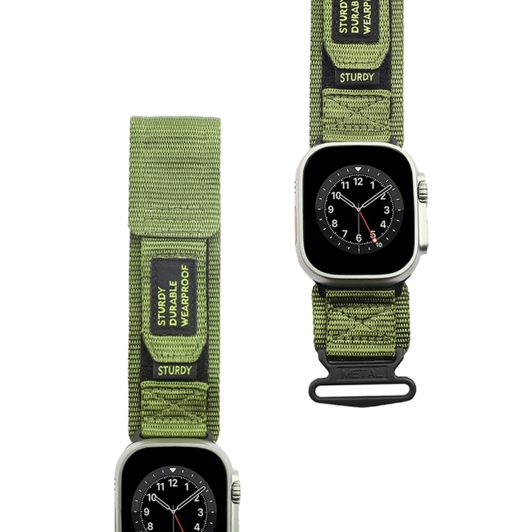 Nylon Two Section Watch Band For Apple Watch 9 41mm(Dark Green) - Watch Bands by PMC TechLife | Online Shopping South Africa | PMC TechLife