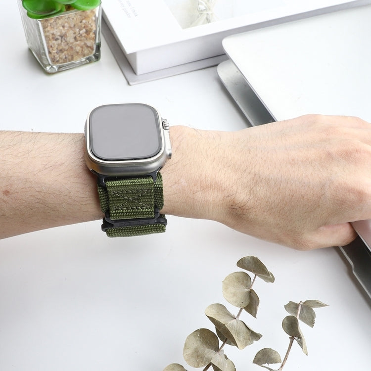 Nylon Two Section Watch Band For Apple Watch 9 41mm(Dark Green) - Watch Bands by PMC TechLife | Online Shopping South Africa | PMC TechLife