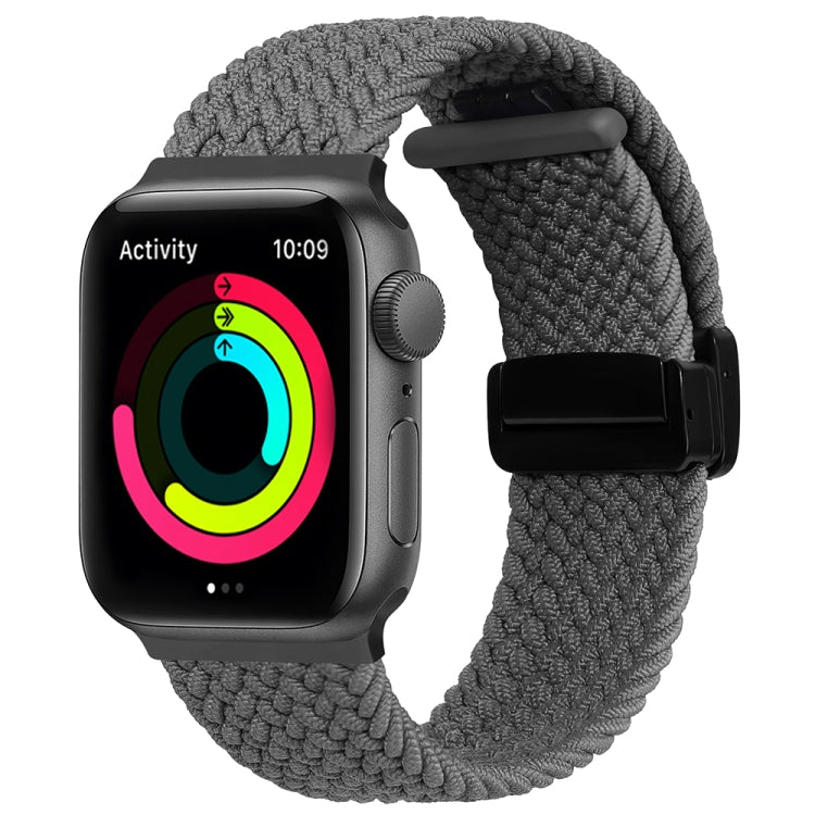 Magnetic Fold Clasp Woven Watch Band For Apple Watch 8 45mm(Grey) - Watch Bands by PMC Jewellery | Online Shopping South Africa | PMC Jewellery