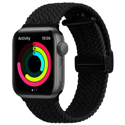 Magnetic Fold Clasp Woven Watch Band For Apple Watch 6 40mm(Black) - Watch Bands by PMC Jewellery | Online Shopping South Africa | PMC Jewellery