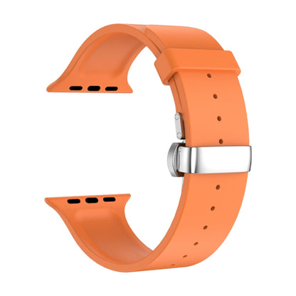 Metal Butterfly Buckle Silicone Watch Band For Apple Watch Ultra 49mm(Orange) - Watch Bands by PMC Jewellery | Online Shopping South Africa | PMC Jewellery