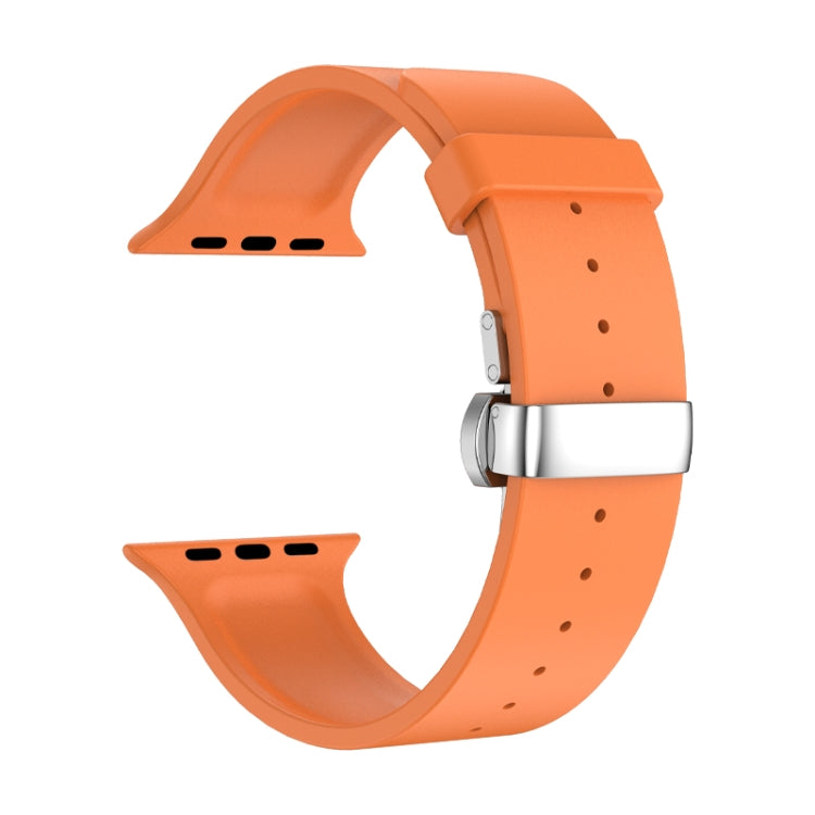 Metal Butterfly Buckle Silicone Watch Band For Apple Watch SE 2022 40mm(Orange) - Watch Bands by PMC Jewellery | Online Shopping South Africa | PMC Jewellery