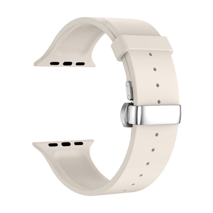 Metal Butterfly Buckle Silicone Watch Band For Apple Watch 3 38mm(Starlight Color) - Watch Bands by PMC Jewellery | Online Shopping South Africa | PMC Jewellery