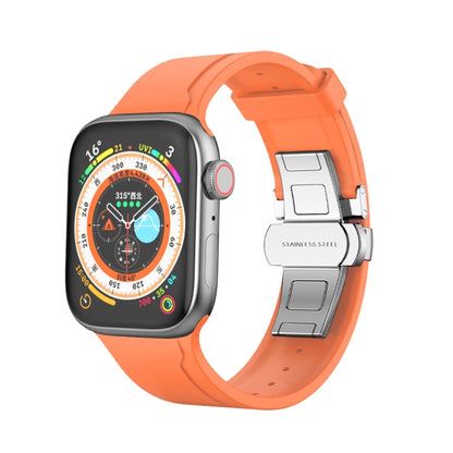 Metal Butterfly Buckle Silicone Watch Band For Apple Watch 2 38mm(Orange) - Watch Bands by PMC Jewellery | Online Shopping South Africa | PMC Jewellery