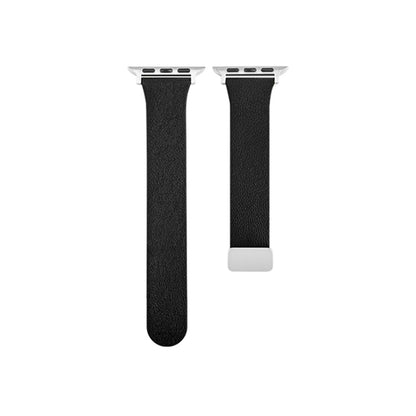 Sheepskin Texture Magnetic Folding Buckle Watch Band For Apple Watch 8 41mm(Black) - Watch Bands by PMC Jewellery | Online Shopping South Africa | PMC Jewellery