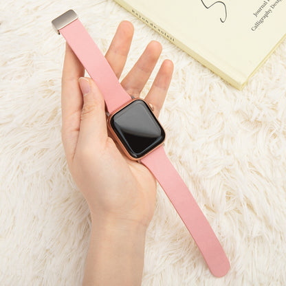 Sheepskin Texture Magnetic Folding Buckle Watch Band For Apple Watch 6 44mm(Pink) - Watch Bands by PMC Jewellery | Online Shopping South Africa | PMC Jewellery