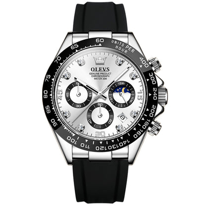 OLEVS 2875 Men Multifunctional Sports Chronograph Waterproof Quartz Watch(White) - Silicone Strap Watches by OLEVS | Online Shopping South Africa | PMC Jewellery