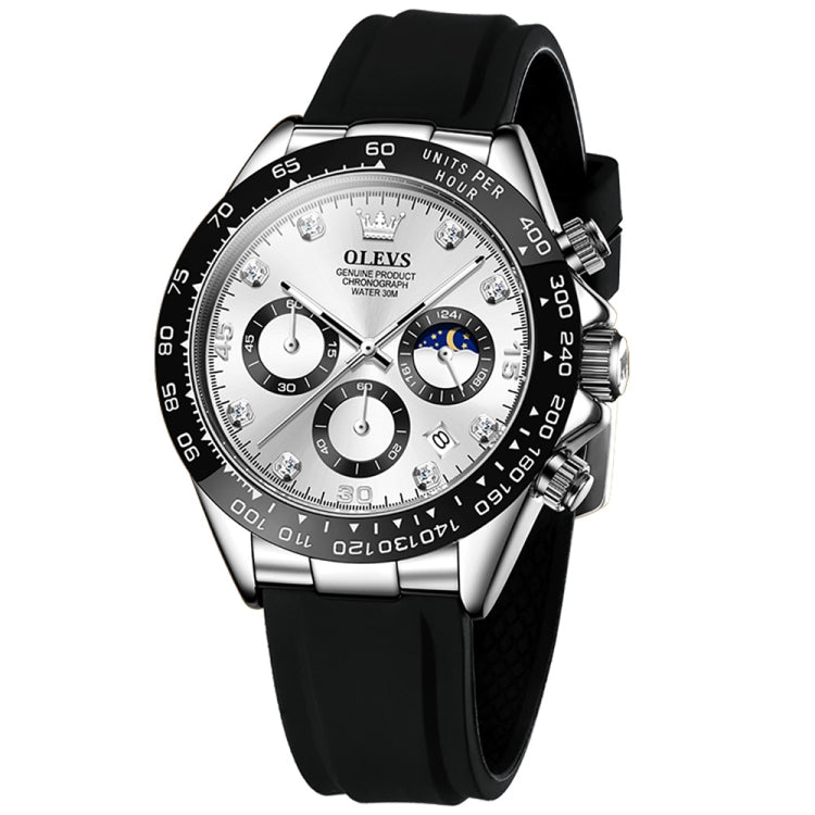 OLEVS 2875 Men Multifunctional Sports Chronograph Waterproof Quartz Watch(White) - Silicone Strap Watches by OLEVS | Online Shopping South Africa | PMC Jewellery